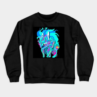 rainbow esquilax rabbit hunger of fire ecopop kaiju beast art Crewneck Sweatshirt